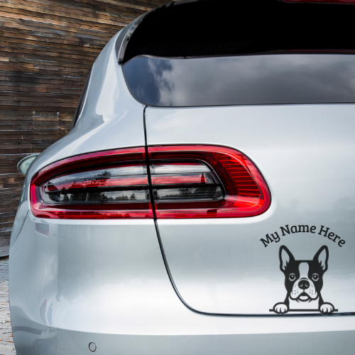 Boston Terrier Sticker with Name | Personalized Dog Vinyl Decal for Car, Laptop or Window